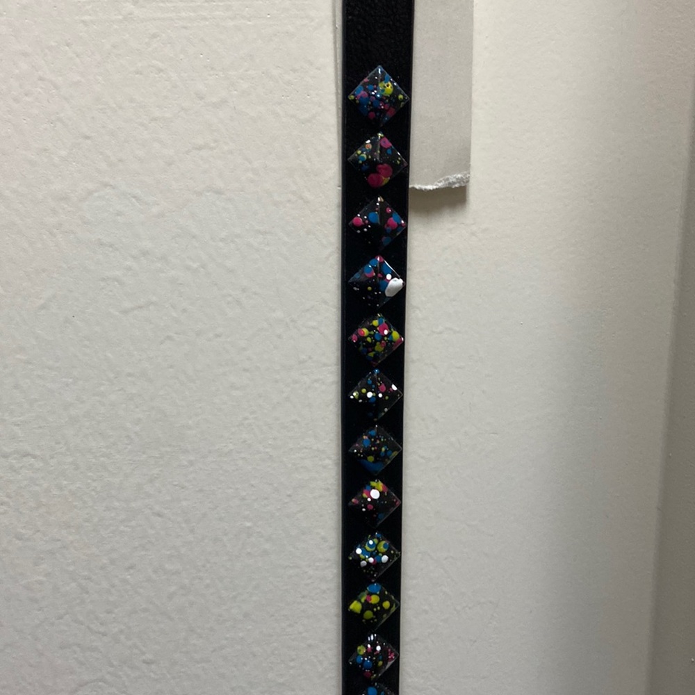 Black, splatter painted belt